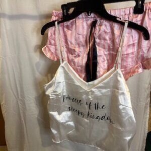 Princess of the Sleepy Kingdom Pajama Set – Satin Cami & Pink Ruffle Shorts